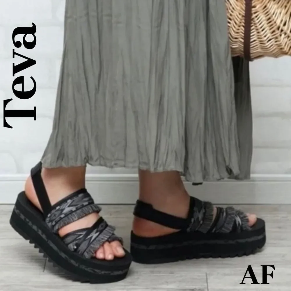 Teva Ceres Women's Platform Sandals in Double Diamond Black New Size 10